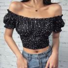Off-shoulder Star Print Crop Top