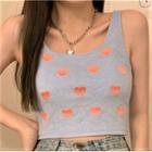 Heart Embroidery Tank Top Light Grayish Blue - One Size