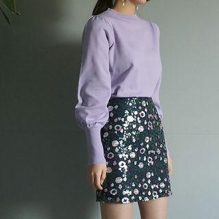 Floral Sequined Miniskirt