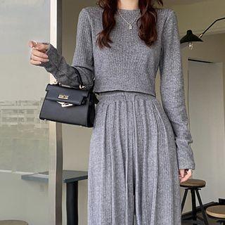 Knit Crop Top / Wide Leg Pants