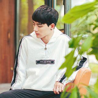 Lettering Half Zip Hoodie