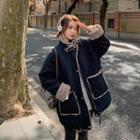 Stand-collar Single-breasted Fleeced Coat