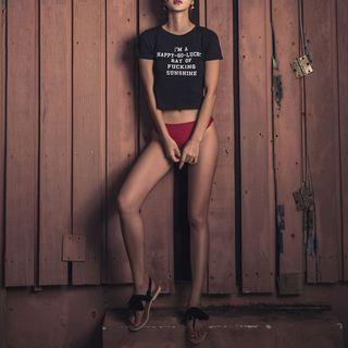Set: Bikini + Short-sleeve Cropped Top