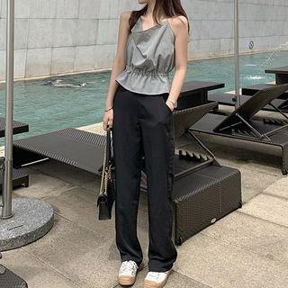 Gather Waist V-neck Camisole Top / Wide-leg Pants