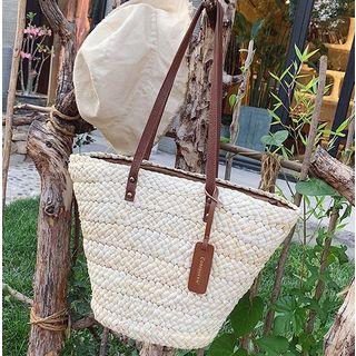 Straw Tote Bag Beige - One Size