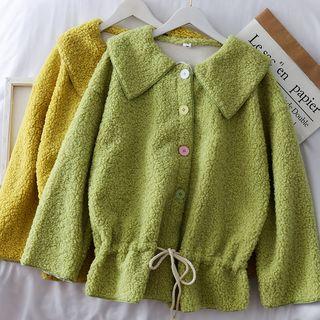 Loose-fit Drawstring Fleece Jacket
