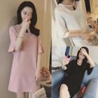Tasseled Short-sleeve Shift Dress