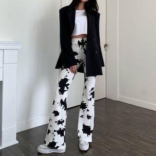 Cow Patterned Boot Cut Pants