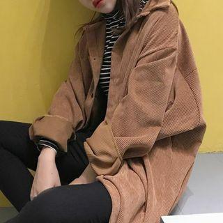 Corduroy Buttoned Long Jacket