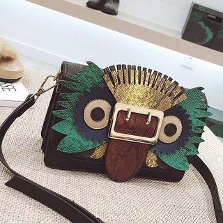 Owl Applique Faux Leather Crossbody Bag