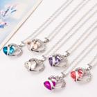 Heart Faux Crystal Pendant Necklace