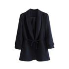 3/4-sleeve Tie Waist Blazer