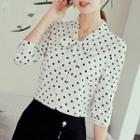 Dotted Tie Neck Chiffon Blouse