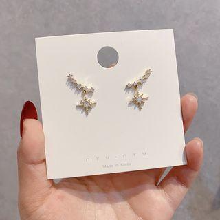 Rhinestone Star Ear Climber Earring 1 Pair - E1595 - Gold - One Size