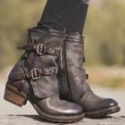 Buckle Detail Zipper Boots