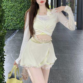 Halter Top / Long-sleeve Top / Mini Skirt