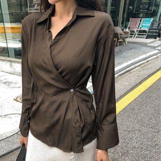 Sleek Surplice-wrap Shirt