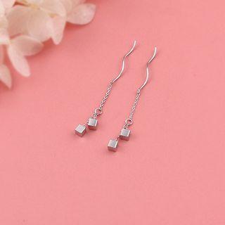 Cube Drop Earring 1 Pair - Silver - One Size