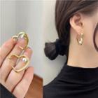 Heart Alloy Faux Pearl Earring 1 Pair - Earring - Faux Pearl - Gold - One Size