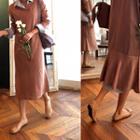 V-neck Ruffle-back Knit Dress