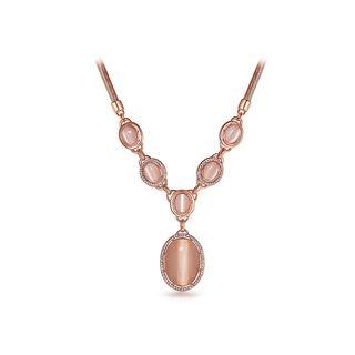 Fashion Oval Necklace With Fashion Cat's Eye And White Austrian Element Crystals