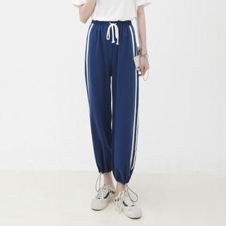 High-waist Two Tone Striped Straight-cut Pants