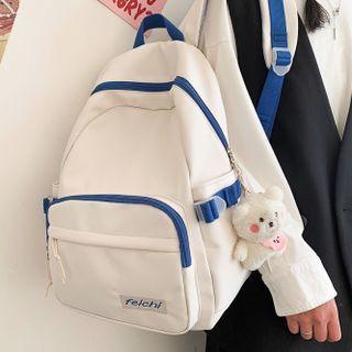Two-tone Nylon Zip Backpack / Bag Charm / Set