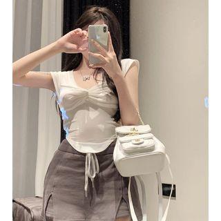 Sleeveless Plain Slim-fit Top / Plain Slim-fit Skort