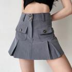 High-waist Dual-pocket A-line Skirt