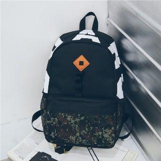 Mesh Pocket Panel Oxford Backpack