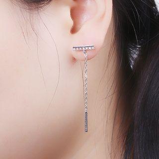 Rhinestone T Dangle Earring Silver - One Size