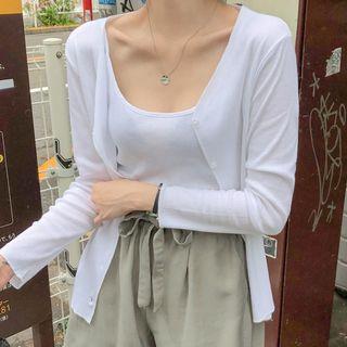 Overlock Stitch Cardigan & Camisole Top Set