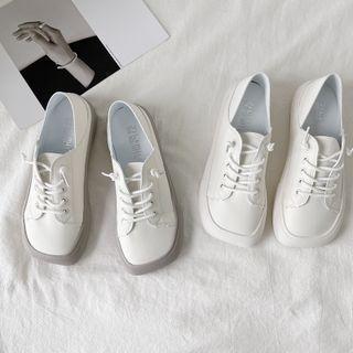 Square-toe Plain Lace-up Shoes