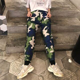 Camo Print Straight-fit Pants