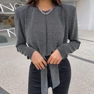 Self-tie Glitter Crop Top