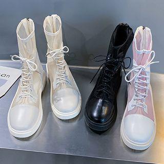 Platform Block Heel Transparent Mid-calf Boots