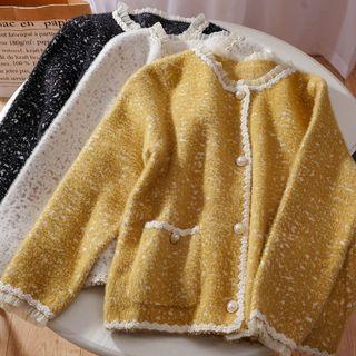 Lace Trim Melange Cardigan