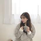 Drop-shoulder Striped Sweatshirt Cream - One Size