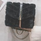 Quilted Tasseled Furry Crossbody Bag
