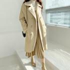 Belted Double-breasted Faux-shearling Coat