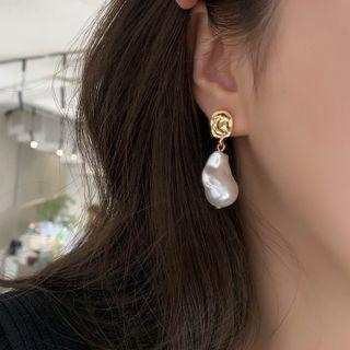 Irregular Pearl Alloy Dangle Earring