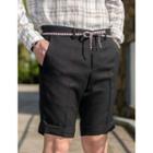Front-tab Shorts With Tie-waist String