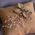 Set Of 3: Bridal Faux Pearl Beaded Headpiece Gold - One Size