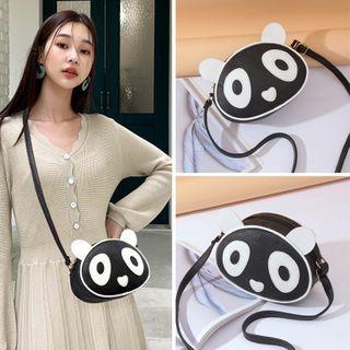 Two-tone Cartoon Zip Crossbody Bag Black - One Size