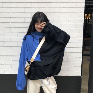 Color-block Long-sleeve Loose-fit Pullover