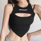Mock Two-piece Lettering Embroidered Cropped Camisole Top