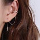 Rhinestone Wave Chained Earring 1 Pc - One Size