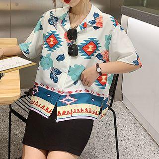 Short-sleeve Pattern Shirt As Shown In Figure - One Size
