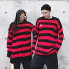 Couple Matching Distressed Striped Sweater