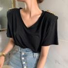 Short Sleeve Chain Detail Top